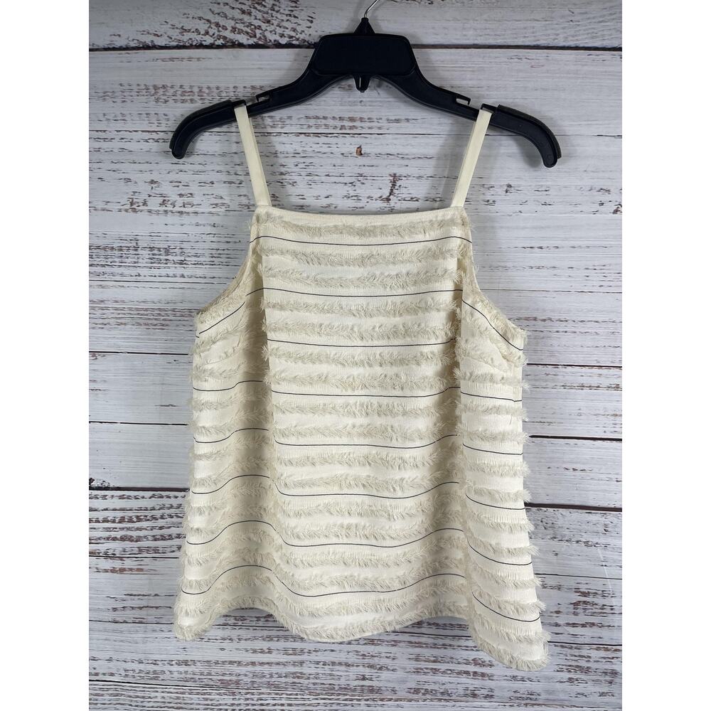 Maeve Anthropologie Tank Top Women's SZ 8 Textured Fringe Sleeveless Blouse Chic - Picture 3 of 9